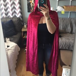 Burgundy Velvet Hooded Cape, OS